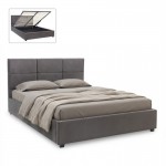 Κρεβάτι Kingston Megapap βελούδινο με αποθηκευτικό χώρο χρώμα ανθρακί 160x200εκ.