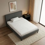 Κρεβάτι Flat Megapap υφασμάτινο χρώμα ανθρακί 120x200εκ.