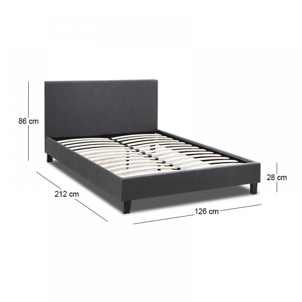 Κρεβάτι Flat Megapap υφασμάτινο χρώμα ανθρακί 120x200εκ.