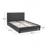 Κρεβάτι Flat Megapap υφασμάτινο χρώμα ανθρακί 120x200εκ.