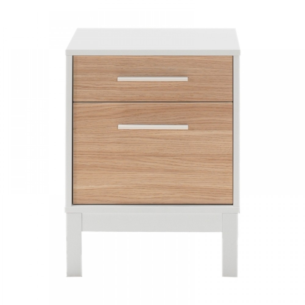 Κομοδίνο London Megapap χρώμα λευκό - oak 45x41x60εκ.