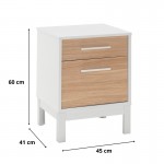 Κομοδίνο London Megapap χρώμα λευκό - oak 45x41x60εκ.