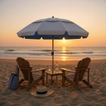 Ομπρέλα θαλάσσης αλουμινίου Malibu Megapap με UPF 50+ προστασία χρώμα ασημί - γαλάζιο Ø2m