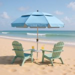 Ομπρέλα θαλάσσης αλουμινίου Malibu Megapap με UPF 50+ προστασία χρώμα γαλάζιο - ασημί Ø2m
