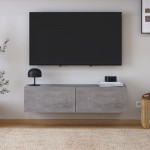 Έπιπλο τηλεόρασης επιτοίχιο Palm Megapap χρώμα γκρι ρετρό 120x32x30εκ.