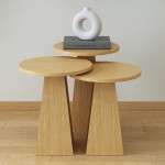 Τραπεζάκια βοηθητικά σετ 3 τμχ Como Megapap χρώμα oak