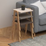 Τραπεζάκια βοηθητικά σετ 3 τμχ Como Megapap χρώμα καφέ - cappuccino - κρεμ 36x32x40εκ.