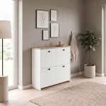 Παπουτσοθήκη Palma Megapap χρώμα λευκό - sapphire oak 90x35x90εκ.