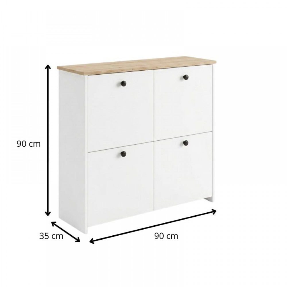 Παπουτσοθήκη Palma Megapap χρώμα λευκό - sapphire oak 90x35x90εκ.