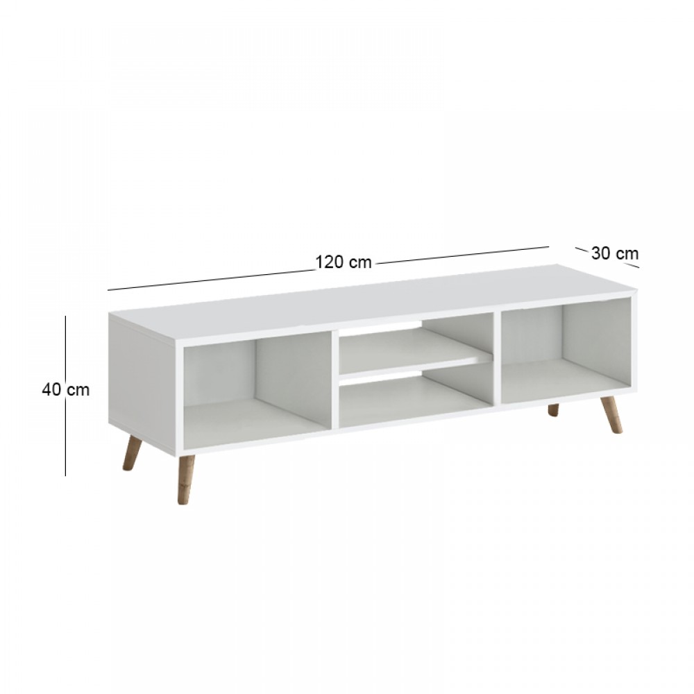 Έπιπλο τηλεόρασης Loren Megapap χρώμα λευκό 120x30x40εκ.