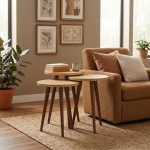 Τραπεζάκι βοηθητικό σετ 3 τμχ Cruz Megapap χρώμα sapphire oak Ø33x46εκ.