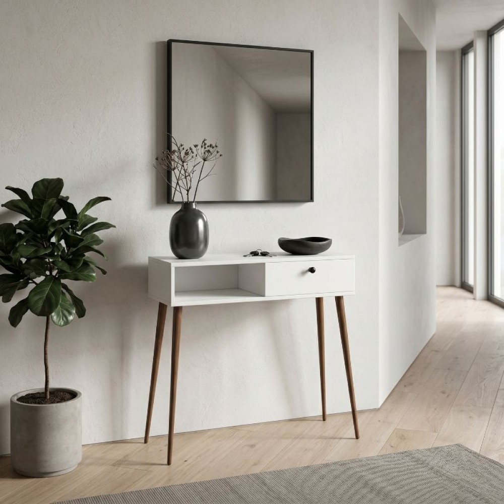 Κονσόλα Napoli Megapap χρώμα λευκό 90x29x88εκ.