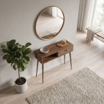 Κονσόλα Napoli Megapap χρώμα καρυδί 90x29x88εκ.