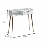 Κονσόλα Napoli Megapap χρώμα λευκό εφέ μαρμάρου 90x29x88εκ.