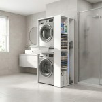 Έπιπλο πλυντηρίου - στεγνωτηρίου Bace Megapap χρώμα λευκό 90x60x187εκ.