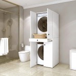 Έπιπλο πλυντηρίου - στεγνωτηρίου Kindi Megapap χρώμα λευκό 70x60x187εκ.