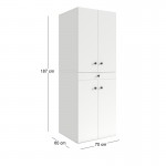 Έπιπλο πλυντηρίου - στεγνωτηρίου Kindi Megapap χρώμα λευκό 70x60x187εκ.