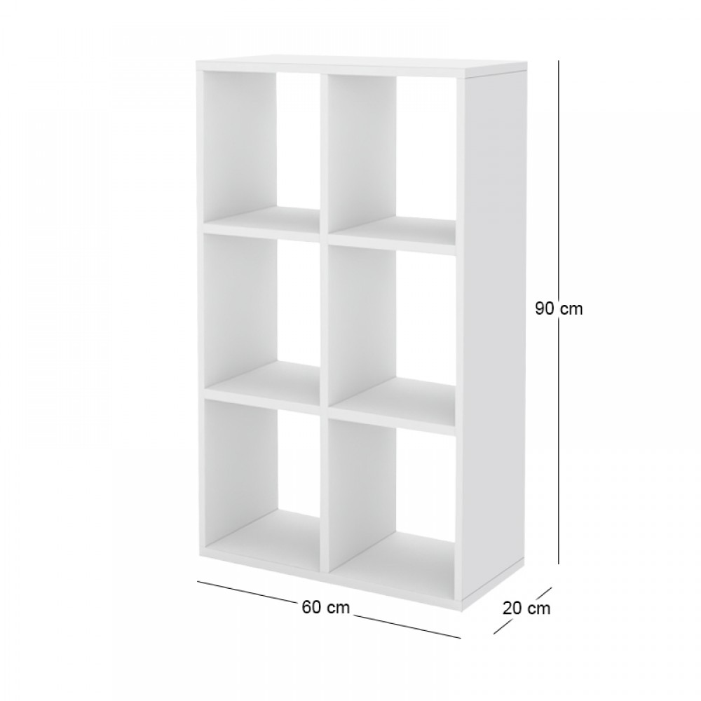 Βιβλιοθήκη Cube Megapap χρώμα λευκό 60x20x90εκ.