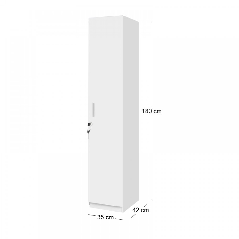 Ντουλάπα ρούχων Emeril Megapap μονόφυλλη με κλειδαριά χρώμα λευκό 35x42x180εκ.