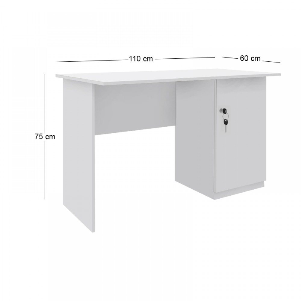 Γραφείο εργασίας με κλειδαριά Moto Megapap χρώμα λευκό 110x60x75εκ.