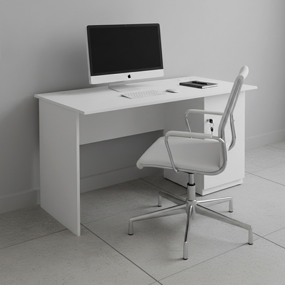 Γραφείο εργασίας με κλειδαριά Moto Megapap χρώμα λευκό 140x60x75εκ.