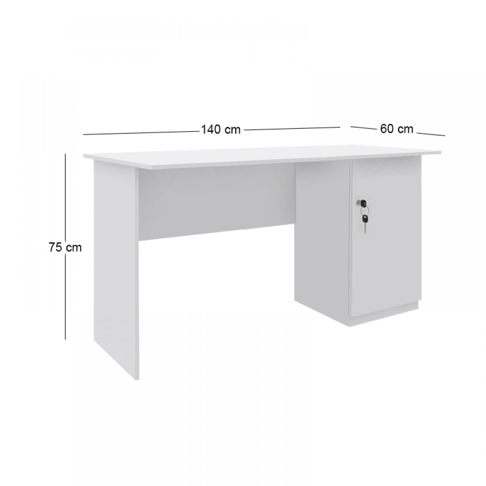 Γραφείο εργασίας με κλειδαριά Moto Megapap χρώμα λευκό 140x60x75εκ.