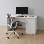 Γραφείο εργασίας με κλειδαριά Moto Megapap χρώμα λευκό 120x80x75εκ.