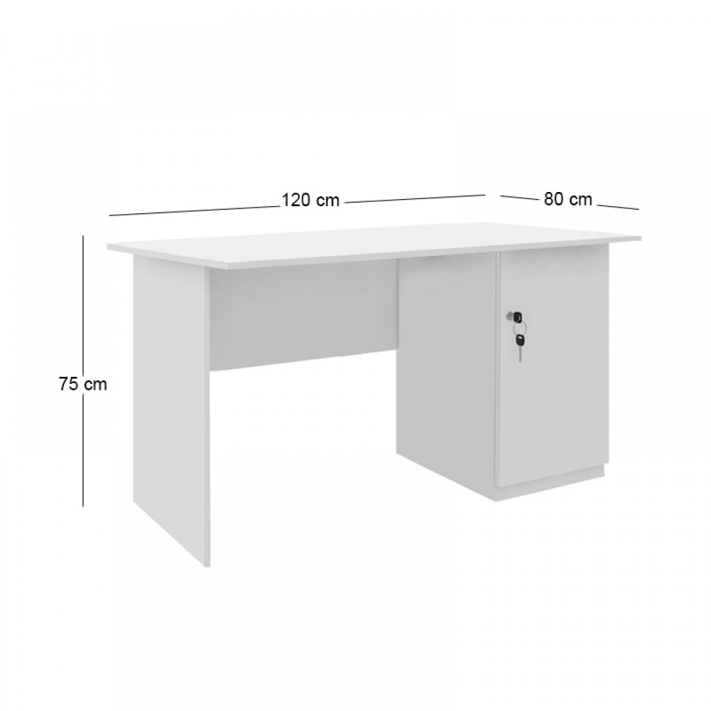 Γραφείο εργασίας με κλειδαριά Moto Megapap χρώμα λευκό 120x80x75εκ.