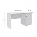 Γραφείο εργασίας με κλειδαριά Moto Megapap χρώμα λευκό 120x80x75εκ.