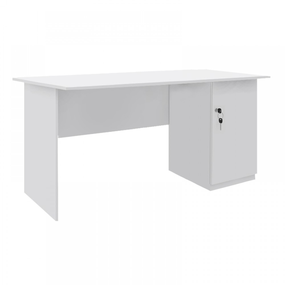 Γραφείο εργασίας με κλειδαριά Moto Megapap χρώμα λευκό 150x80x75εκ.