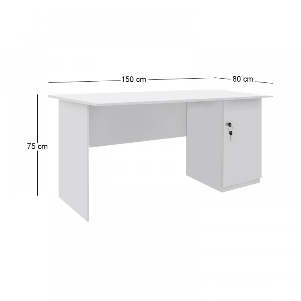 Γραφείο εργασίας με κλειδαριά Moto Megapap χρώμα λευκό 150x80x75εκ.