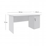 Γραφείο εργασίας με κλειδαριά Moto Megapap χρώμα λευκό 150x80x75εκ.