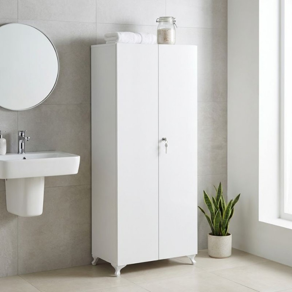 Ντουλάπα - Παπουτσοθήκη Cilem Megapap με κλειδαριά χρώμα λευκό 70x32x188εκ.