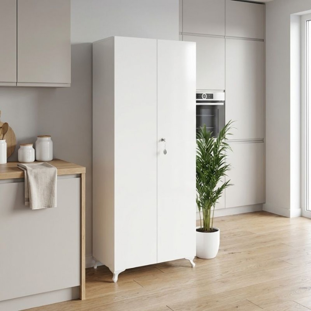 Ντουλάπα - Παπουτσοθήκη Cilem Megapap με κλειδαριά χρώμα λευκό 70x32x188εκ.