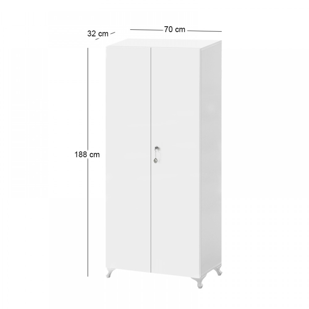 Ντουλάπα - Παπουτσοθήκη Cilem Megapap με κλειδαριά χρώμα λευκό 70x32x188εκ.