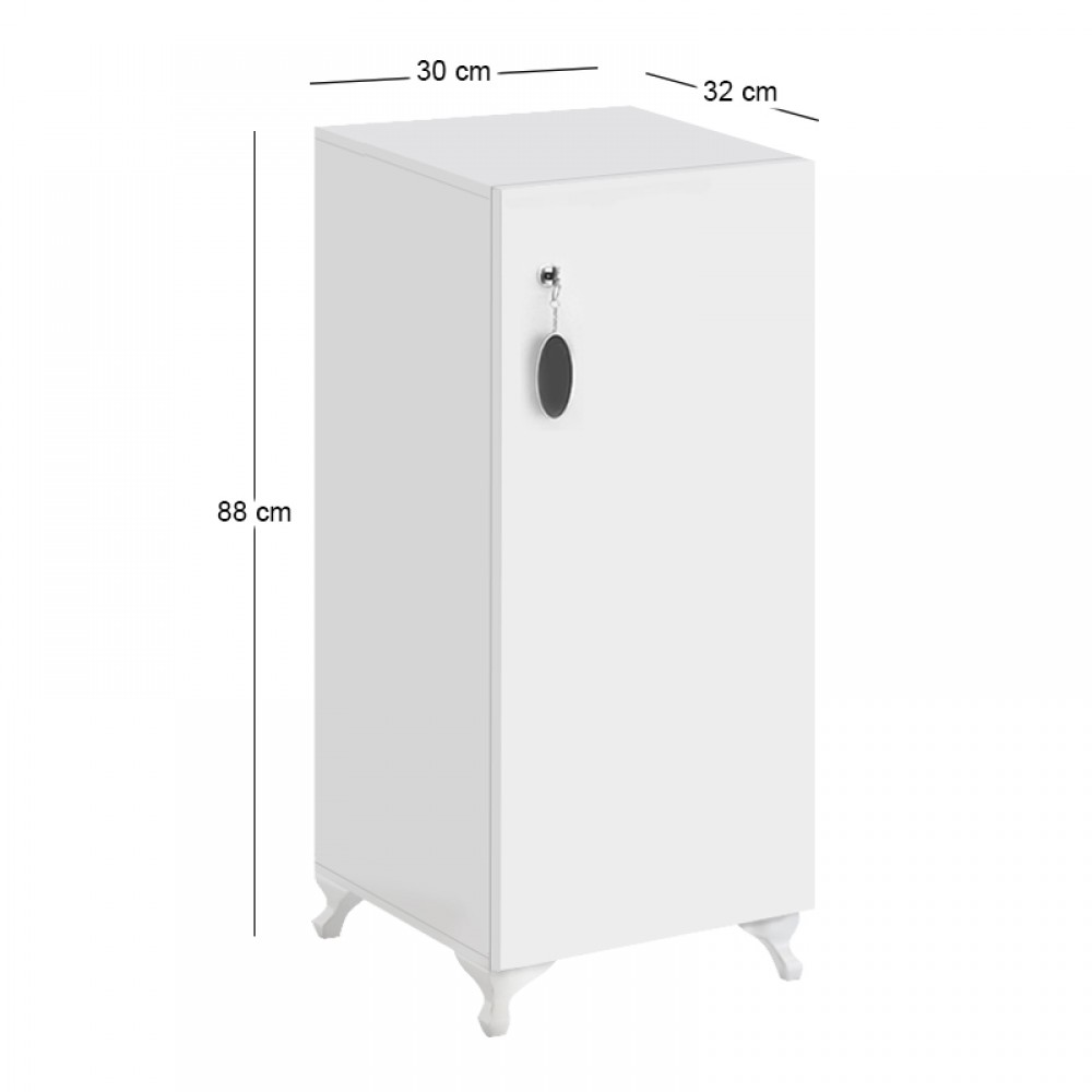 Ντουλάπι με κλειδαριά Zehra Megapap χρώμα λευκό 30x32x88εκ.