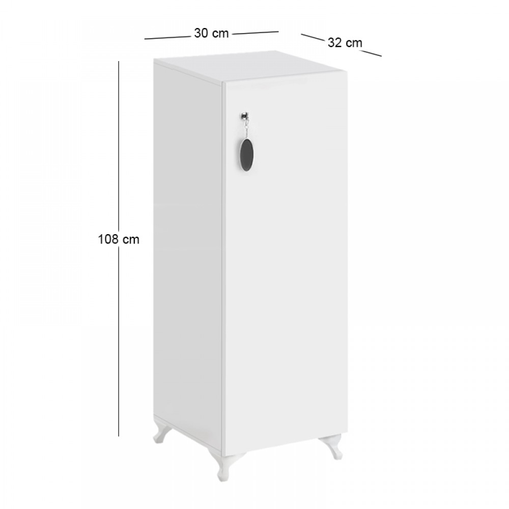 Ντουλάπι με κλειδαριά Zehra Megapap χρώμα λευκό 30x32x108εκ.