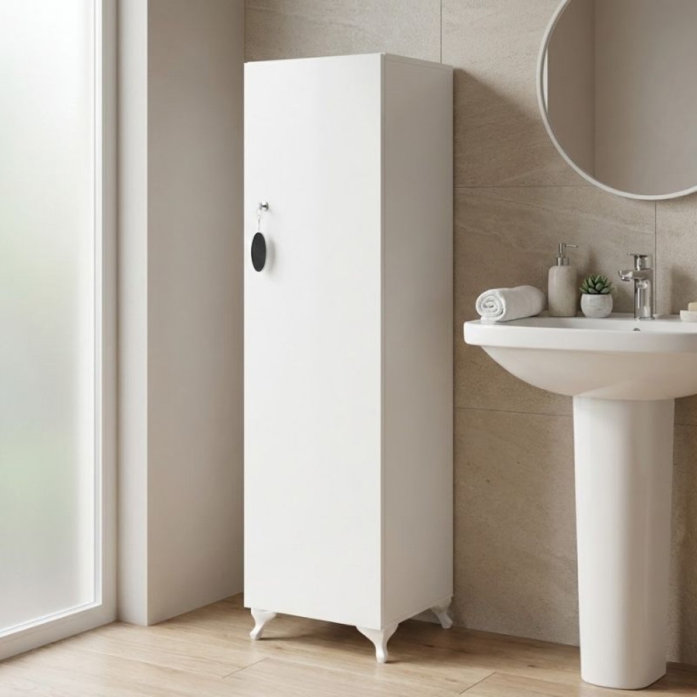 Ντουλάπι με κλειδαριά Zehra Megapap χρώμα λευκό 30x32x128εκ.