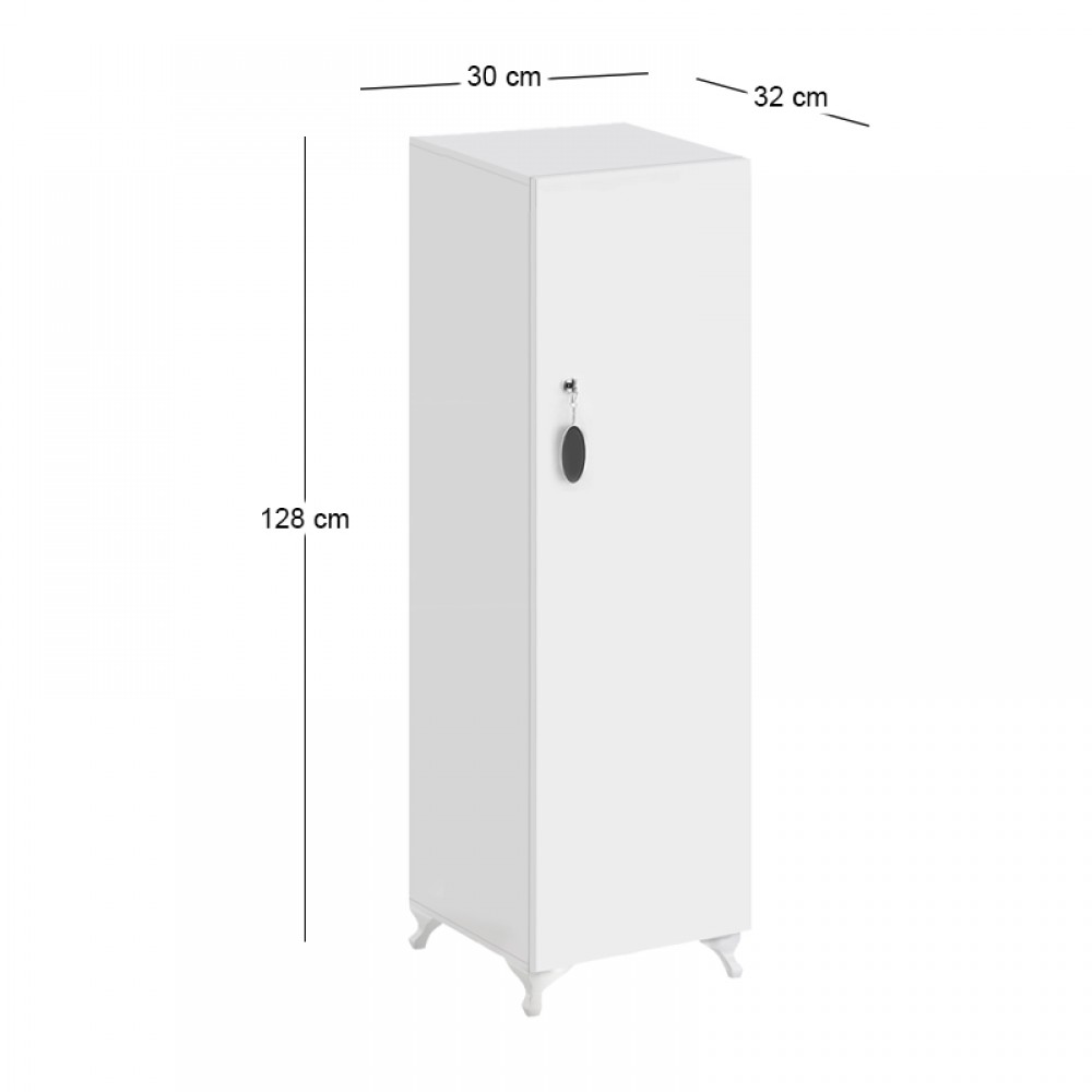Ντουλάπι με κλειδαριά Zehra Megapap χρώμα λευκό 30x32x128εκ.