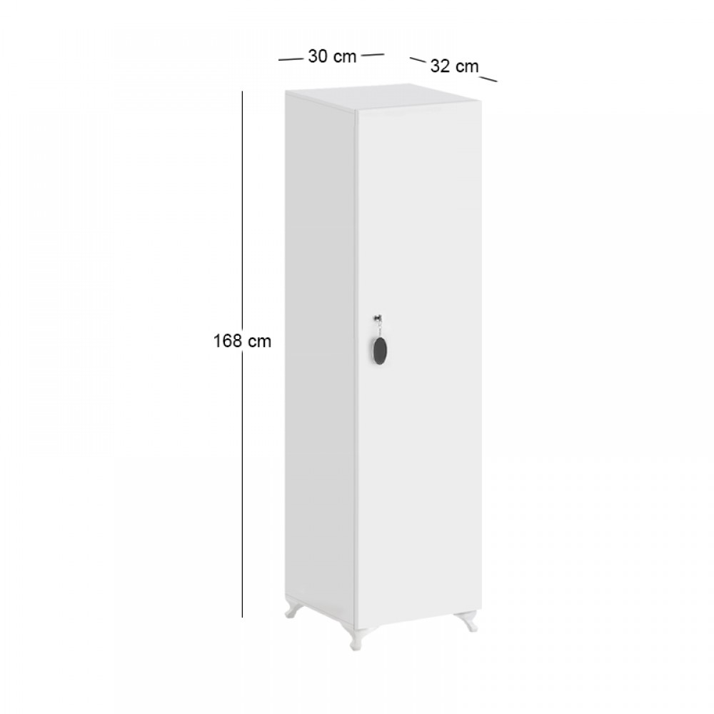 Ντουλάπι με κλειδαριά Zehra Megapap χρώμα λευκό 30x32x168εκ.