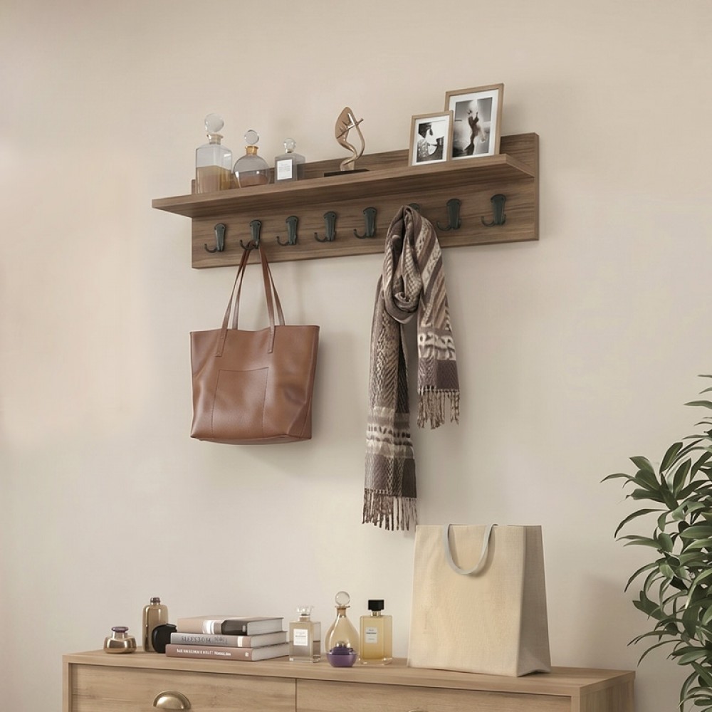 Κρεμάστρα τοίχου Vettini Megapap χρώμα καρυδί 100x12x20εκ.