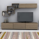 Σύνθεση τηλεόρασης Free Megapap χρώμα καρυδί 210x35x38εκ.