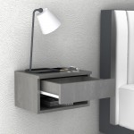 Κομοδίνο επιτοίχιο Mary Megapap χρώμα γκρι σκυροδέματος 40x30x23εκ.