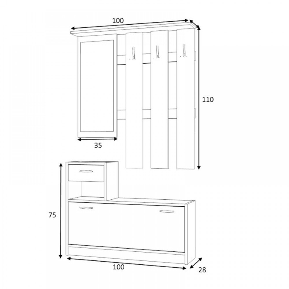 Έπιπλο εισόδου Raynold Megapap χρώμα καρυδί 100x30x180εκ.