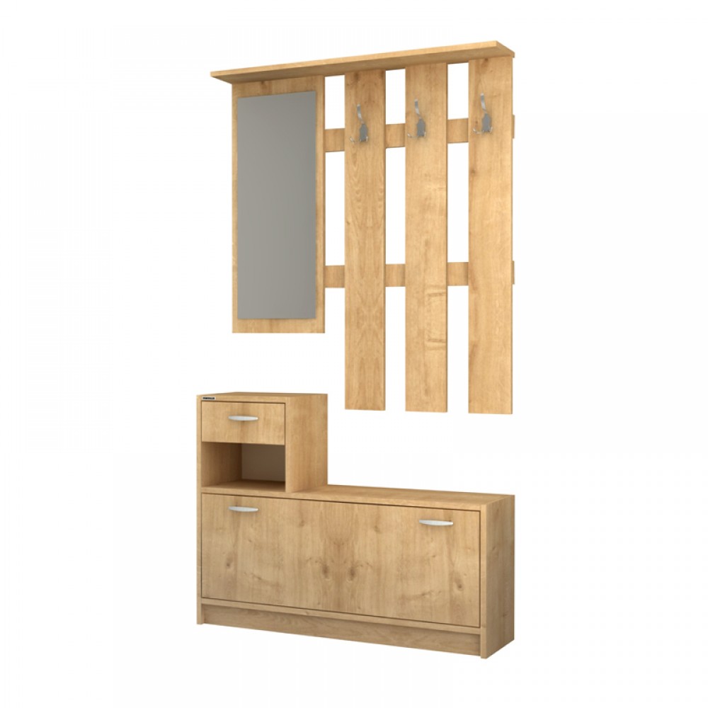 Έπιπλο εισόδου Raynold Megapap χρώμα φυσικό οξιάς 100x30x180εκ.