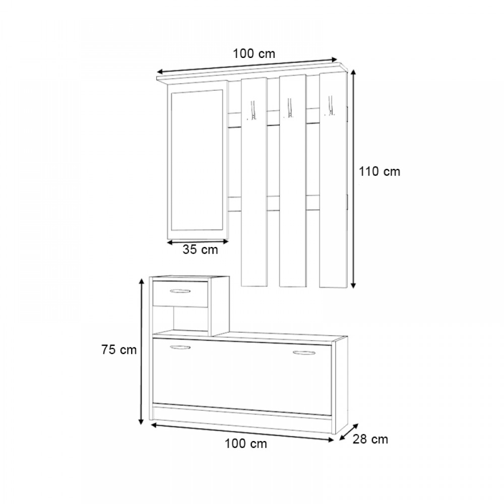 Έπιπλο εισόδου Raynold Megapap χρώμα φυσικό οξιάς 100x30x180εκ.