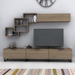 Σύνθεση τηλεόρασης Heydar Megapap χρώμα καρυδί 210x35x40εκ.