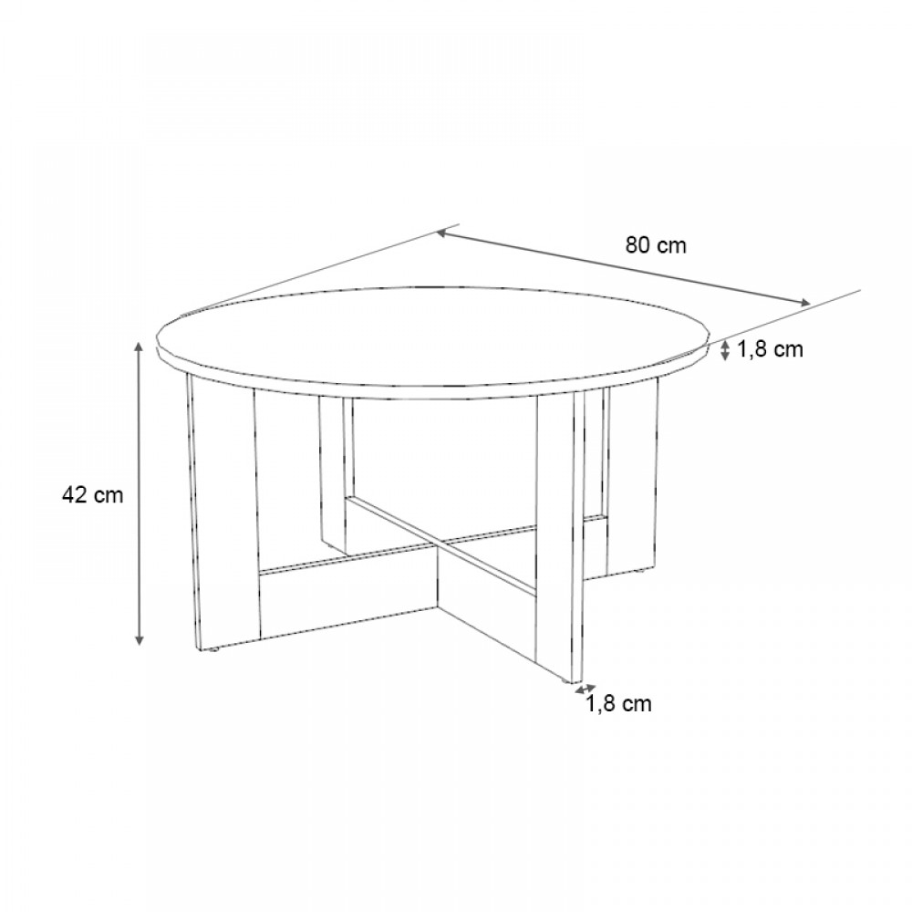 Τραπεζάκι σαλονιού Kati Megapap χρώμα λευκό Ø80x42εκ.