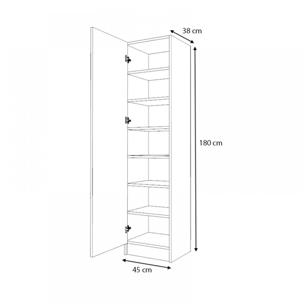 Ντουλάπα ρούχων - παπουτσοθήκη Petro Megapap μονόφυλλη χρώμα γκρι σκυροδέματος 45x38x180εκ.