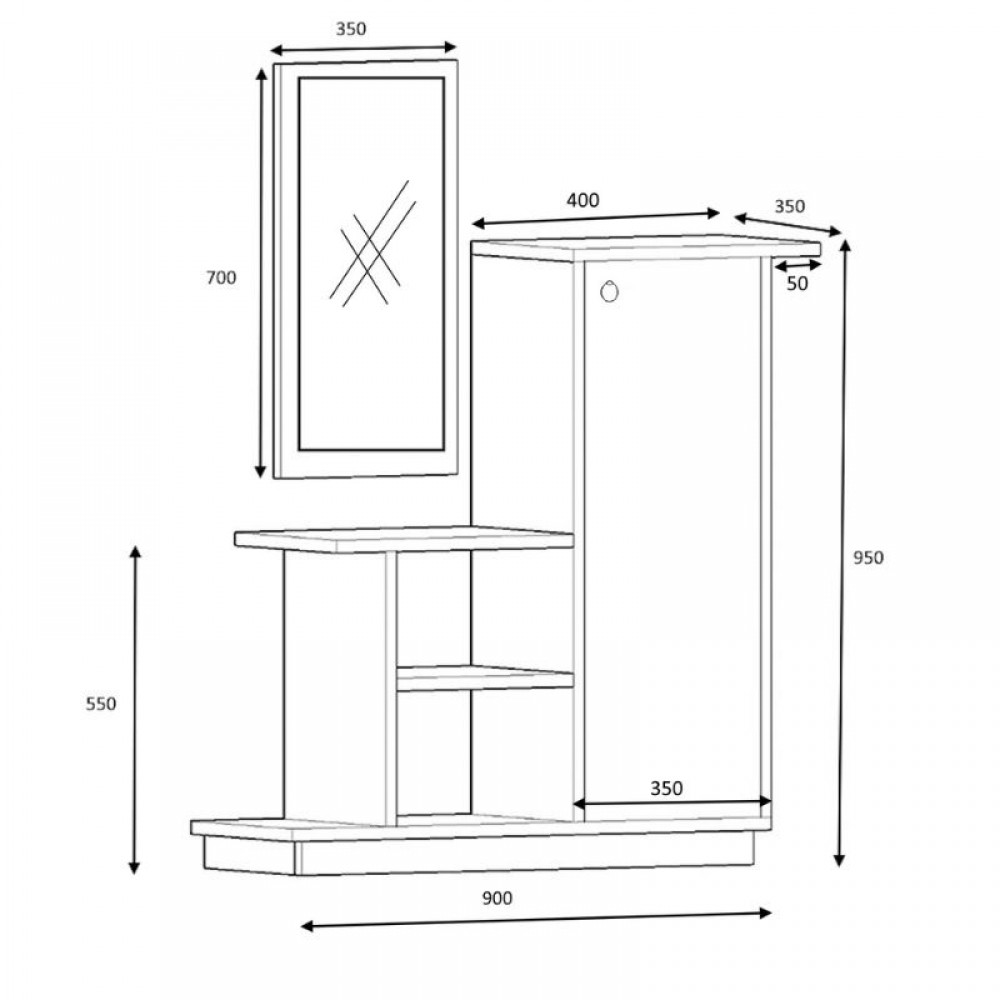 Έπιπλο εισόδου Cute Megapap χρώμα καρυδί 90x35x95εκ.